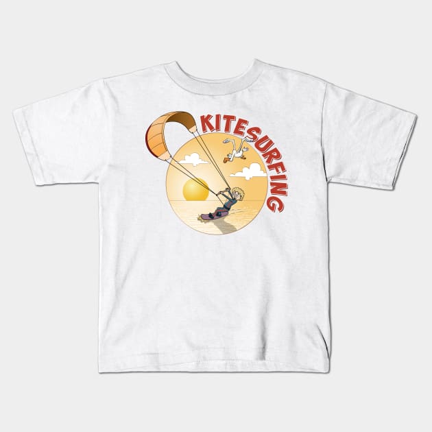 Kite surfing vector illustration. Kids T-Shirt by Stefs-Red-Shop